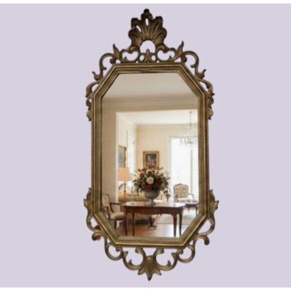 Syroco Other - Vintage Syroco Gold Ornate Wall Mirror Hollywood Regency Scroll Made In USA READ